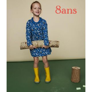 プチバトー(PETIT BATEAU)の新品 プチバトー 8ans 128cm スウェットプリント長袖ワンピース(ワンピース)