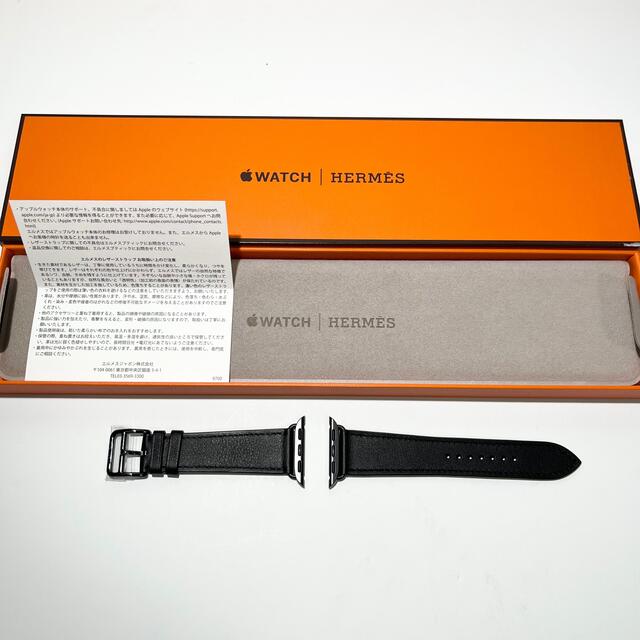 Hermes(エルメス)の【新品未使用】アップルウォッチ エルメス レザーストラップ 黒 41mm スマホ/家電/カメラのスマホ/家電/カメラ その他(その他)の商品写真