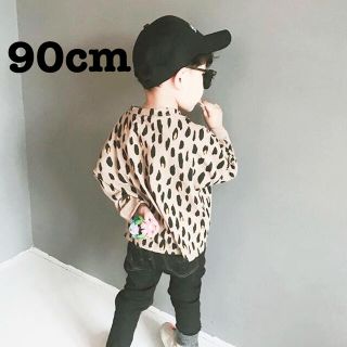 エイチアンドエム(H&M)の♡レオパードロンT♡ベージュ90cm♡(Tシャツ/カットソー)