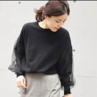 スピックアンドスパン(Spick & Span)の【限定値下げ♪】美品☆spick&span チュールスリーブニット♪(ニット/セーター)