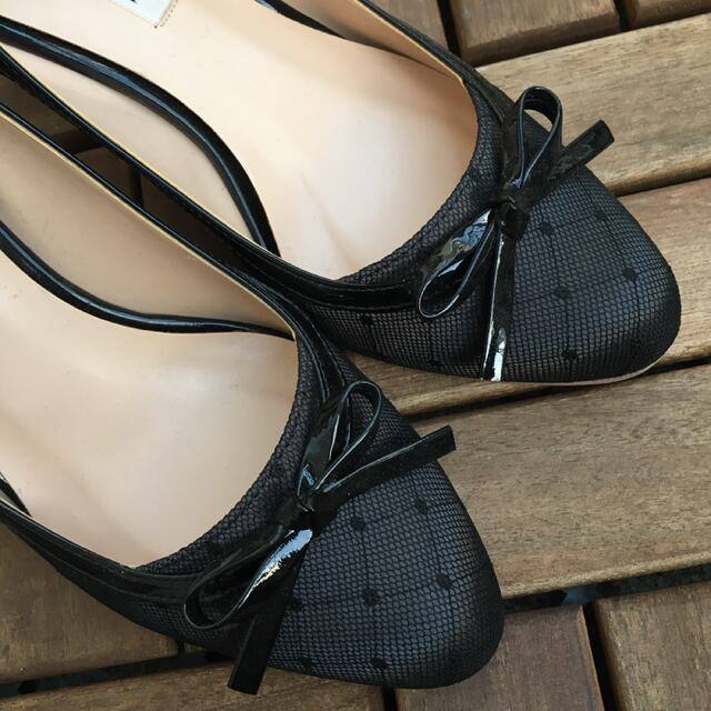 DIANA(ダイアナ)のDIANA ダイアナ リボン 黒レースパンプス　24cm レディースの靴/シューズ(ハイヒール/パンプス)の商品写真