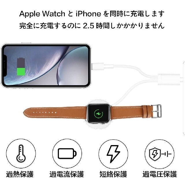 2in1Watch 充電ケーブル ワイヤレス充電器 磁気充電ケーブル ポータブル スマホ/家電/カメラのスマートフォン/携帯電話(バッテリー/充電器)の商品写真