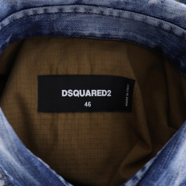 DSQUARED2(ディースクエアード)のディースクエアード パネルチェックシャツ 切替 デニム デザイン ダメージ加工 メンズのトップス(シャツ)の商品写真