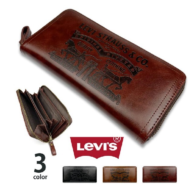 Levi's(リーバイス)のLevis リーバイス エコレザー ラウンドファスナー長財布 　BROWN メンズのファッション小物(長財布)の商品写真