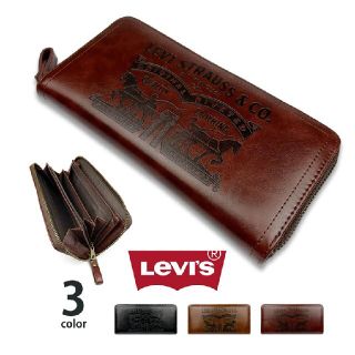 リーバイス(Levi's)のLevis リーバイス エコレザー ラウンドファスナー長財布 　BROWN(長財布)