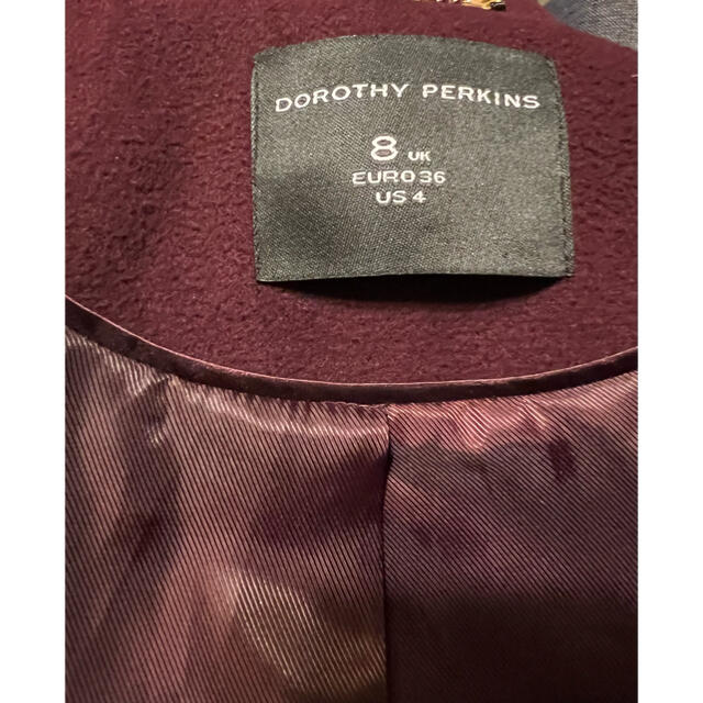 DOROTHY PERKINS(ドロシーパーキンス)のDorothy Perkins ボルドーコート美品 レディースのジャケット/アウター(ロングコート)の商品写真