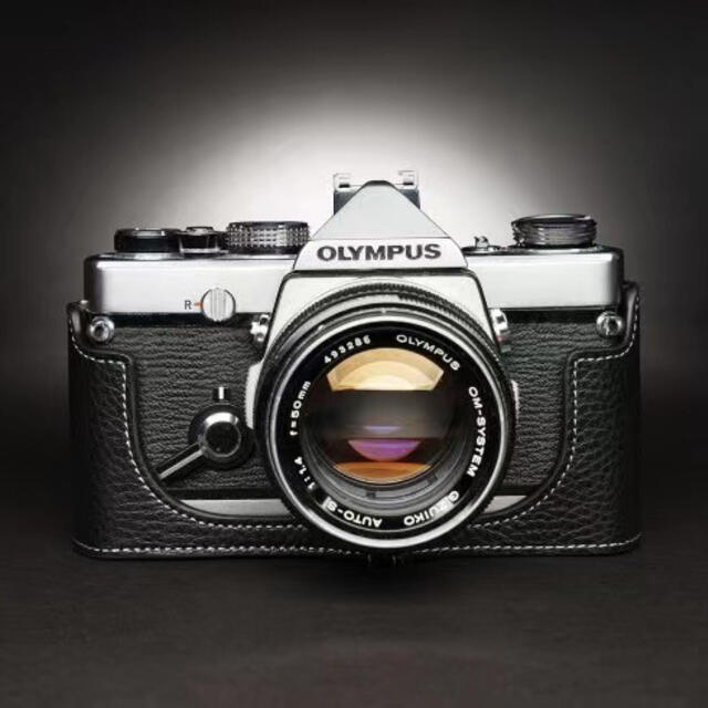 本革カメラケース OLYMPUS OM1/OM2/OM3/OM4用 ブラックフィルムカメラ