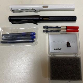 ラミー(LAMY)のLAMY SAFARI ラミー　万年筆　サファリ　白&黒　セット(ペン/マーカー)