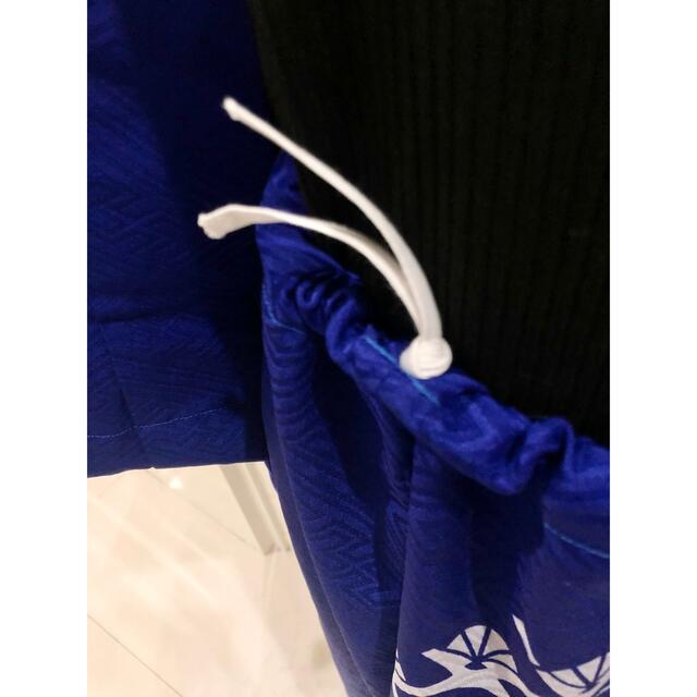 着物リメイク 青紫 扇 ショート丈羽織 ロングスカート レディースのワンピース(ロングワンピース/マキシワンピース)の商品写真
