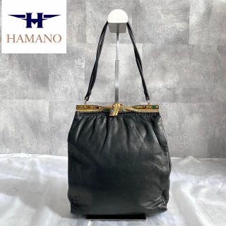 ハマノヒカクコウゲイ(濱野皮革工藝/HAMANO)の【美品】HAMANO 濱野皮革工藝 皇室御用達 サンピエトロ 貴石 ハンドバッグ(ハンドバッグ)