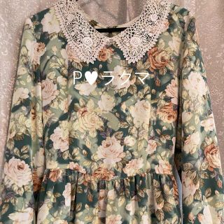 グリモワール(Grimoire)の❁ vintage flower print lace collar dress(ロングワンピース/マキシワンピース)