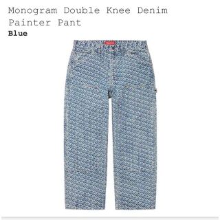 シュプリーム(Supreme)のSupreme monogram double knee denim ブルー　(デニム/ジーンズ)