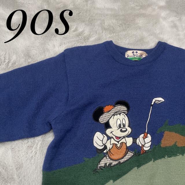 Disney(ディズニー)のDisney 昭和レトロ ニット セーター ゴルフ ミッキー 90s メンズのトップス(ニット/セーター)の商品写真
