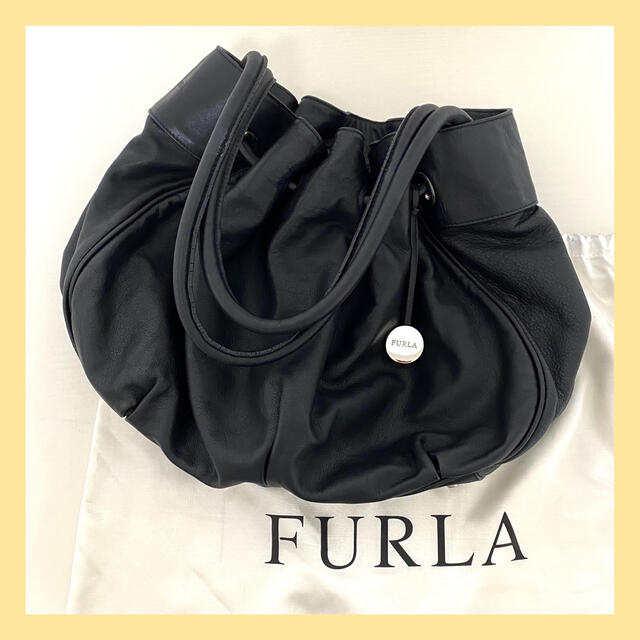 Furla(フルラ)のまゆ様専用　FURLA♡フルラショルダーバッグレザー　肩掛け　巾着トートブラック レディースのバッグ(ショルダーバッグ)の商品写真