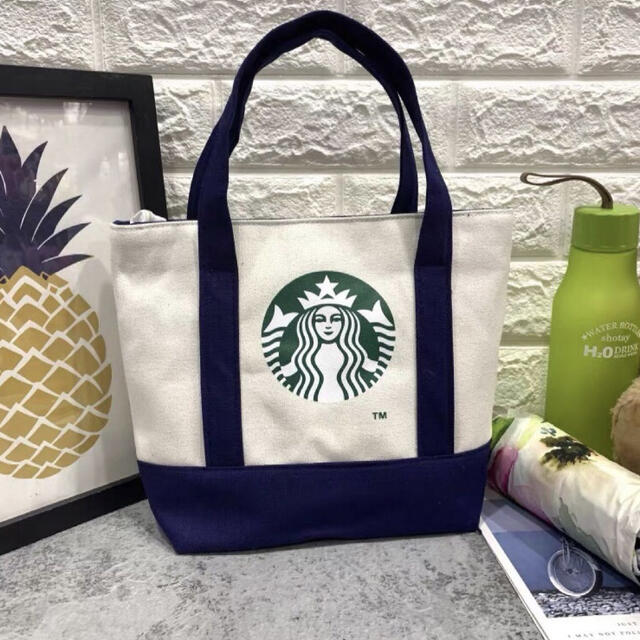 Starbucks Coffee(スターバックスコーヒー)のスターバックス　トートバッグ  エコバッグ　スタバ　限定発売  ネイビー レディースのバッグ(トートバッグ)の商品写真