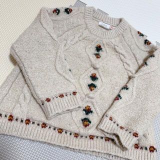 ザラキッズ(ZARA KIDS)のZARA ザラ　ニット　セーター　トップス　花柄　刺繍　80 90(ニット)