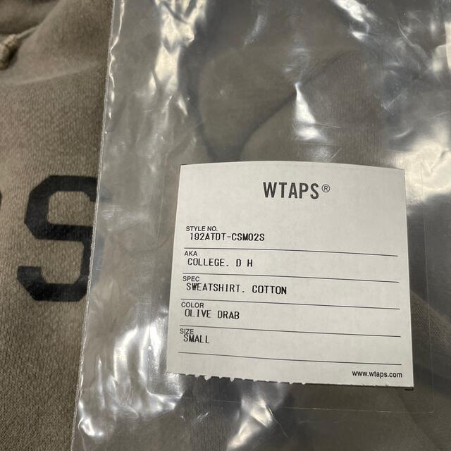 【極美品】WTAPS 19AW COLLEGE HOODED オリーブ Sサイズ