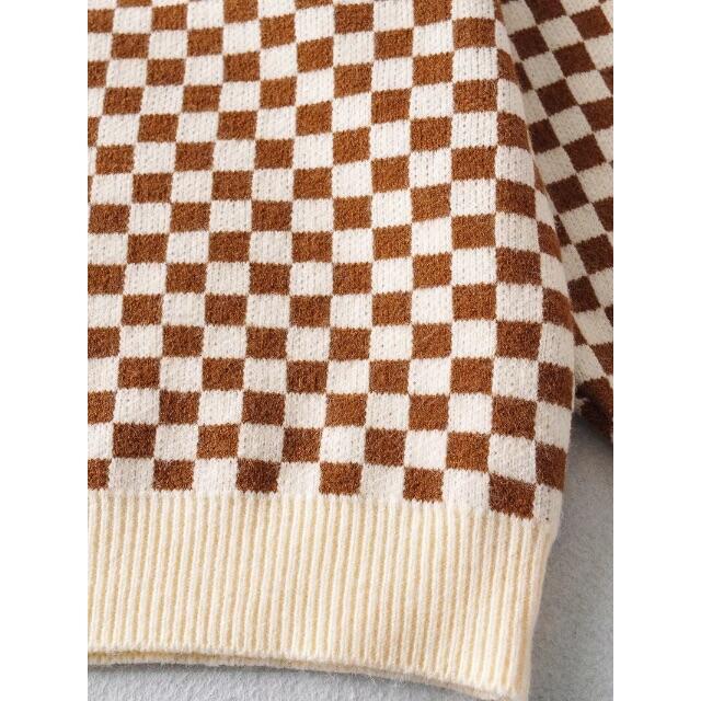 ZARA(ザラ)の🍁11月新作🍠6895◆2color ドッキング チェック柄 ニット セーター レディースのトップス(ニット/セーター)の商品写真