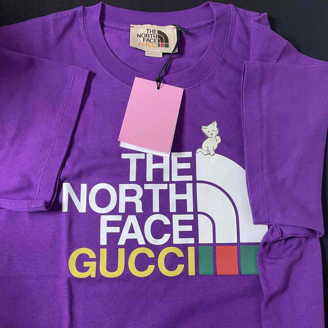 Gucci(グッチ)のGUCCI × THE NORTH FACE Tシャツ 紫 M 希少カラー メンズのトップス(Tシャツ/カットソー(半袖/袖なし))の商品写真