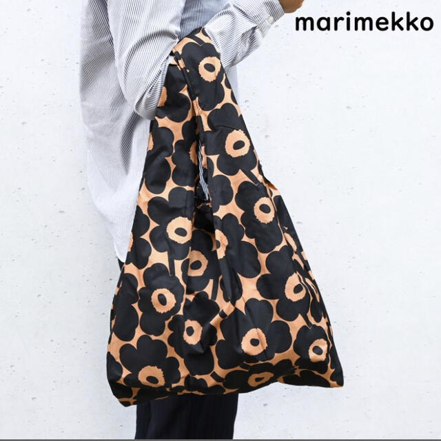 marimekko(マリメッコ)のUNIKKO ウニッコ ブラック×ブラウン エコバッグ レディースのバッグ(エコバッグ)の商品写真