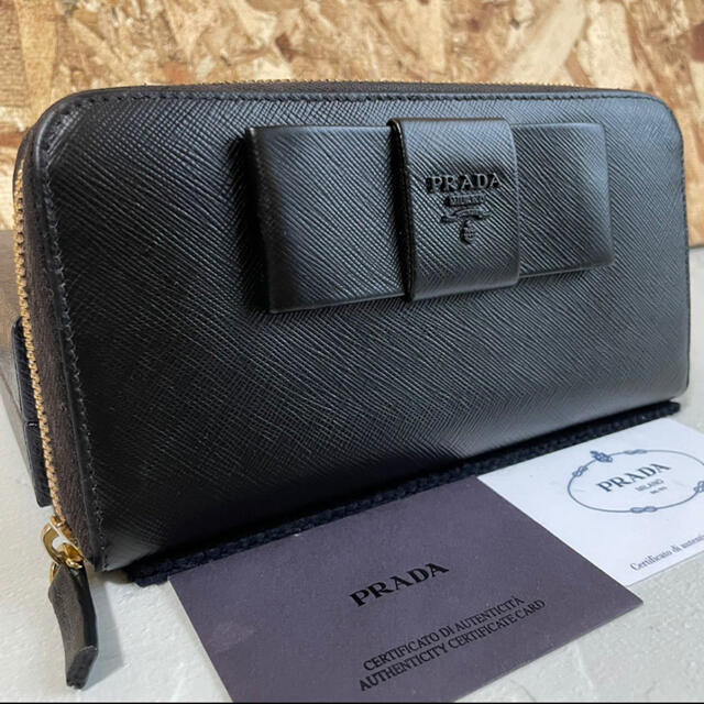 □美品□財布□PRADA□プラダ□長財布□ラウンドファスナー□財布□黒 ...