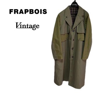 フラボア(FRAPBOIS)の希少★FRAPBOIS フラボア 切り替えデザインミリタリーロングコート カーキ(ステンカラーコート)