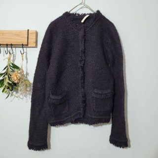 ユナイテッドアローズ(UNITED ARROWS)のユナイテッドアローズトーキョー 【S】モヘヤ混 ニットアウター 羽織 黒(ノーカラージャケット)