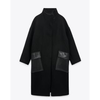 ザラ(ZARA)のzara マッチングレザー風コート(ロングコート)