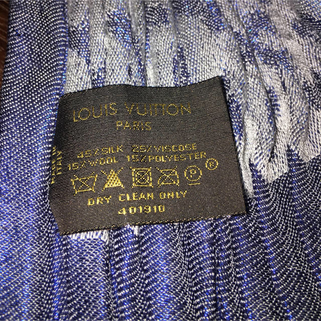 LOUIS VUITTON(ルイヴィトン)の正規品 美品 ヴィトンストール イカット デニム ブルーグレー  レディースのファッション小物(ストール/パシュミナ)の商品写真