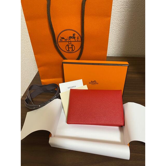 Z刻印 エルメス HERMES カルヴィ ルージュトマト カードケース 新品