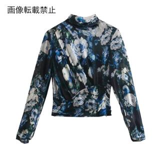 ザラ(ZARA)の🍁11月新作🍠6910◆フラワー 花柄 ハイネック ブラウス(シャツ/ブラウス(長袖/七分))