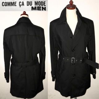 コムサデモード(COMME CA DU MODE)の美品コムサ送料込定価6万円程レザー羊革装飾コートジャケット中綿ライナー付セレクト(チェスターコート)