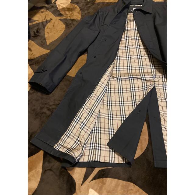 BURBERRY BLACK LABEL(バーバリーブラックレーベル)のバーバリーブラックレーベル ステンカラーコート ブラック ノバチェック ライナー メンズのジャケット/アウター(ステンカラーコート)の商品写真