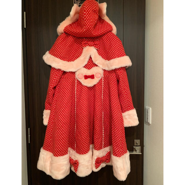 Angelic Pretty(アンジェリックプリティー)のAngelic Pretty 小鹿のミルキーちゃんコート♡赤 レディースのジャケット/アウター(ロングコート)の商品写真