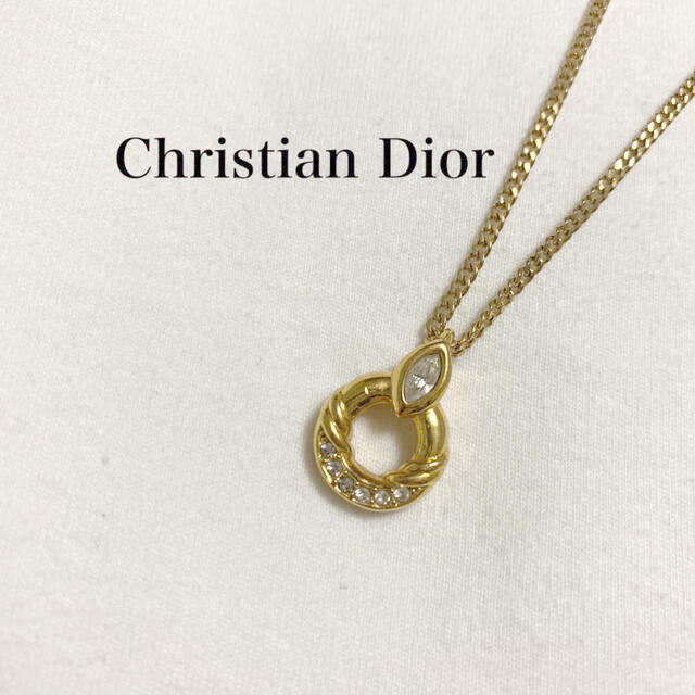 【翌日発送可能】 Christian Dior - クリスチャンディオール　ストーンネックレス　ジルコニア　スワロフスキー　ロゴ ネックレス