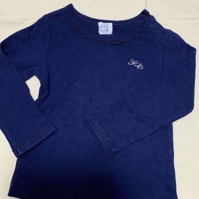 hakka baby(ハッカベビー)のhakka baby 紺色Tシャツ キッズ/ベビー/マタニティのキッズ服女の子用(90cm~)(Tシャツ/カットソー)の商品写真