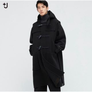 ユニクロ(UNIQLO)のUNIQLO +J ダッフルコート 黒 Lサイズ 試着のみ美品(ダッフルコート)