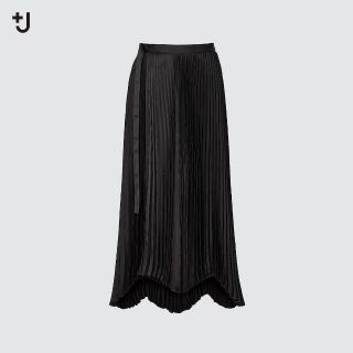 ユニクロ(UNIQLO)のUNIQLO ＋J プリーツラップロングスカート黒 64（完売品）(ロングスカート)