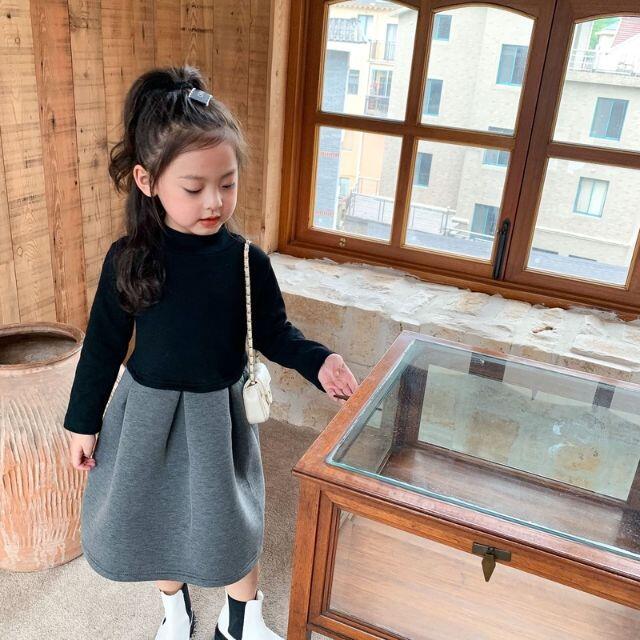 【韓国風】KIDS秋冬きれいめワンピース90,110,140cm キッズ/ベビー/マタニティのキッズ服女の子用(90cm~)(ワンピース)の商品写真