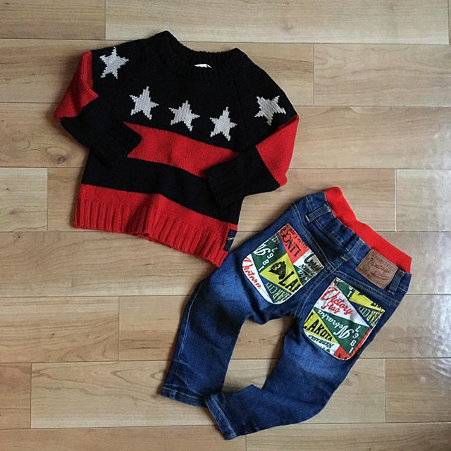 F.O.KIDS(エフオーキッズ)の☆F.O.kids アメリカン柄ニット size95 キッズ/ベビー/マタニティのキッズ服男の子用(90cm~)(ニット)の商品写真