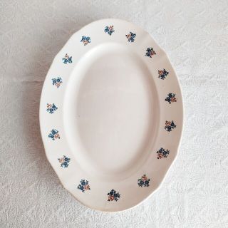 アラビア(ARABIA)のold arabia ❀blue brown flower oval plate(食器)