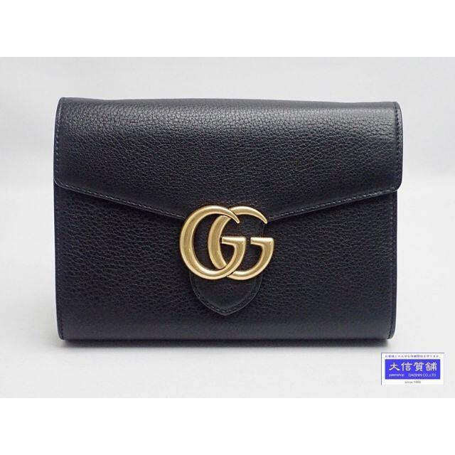 日本限定 Gucci ブラック 401232 ウォレット チェーン GGマーモント