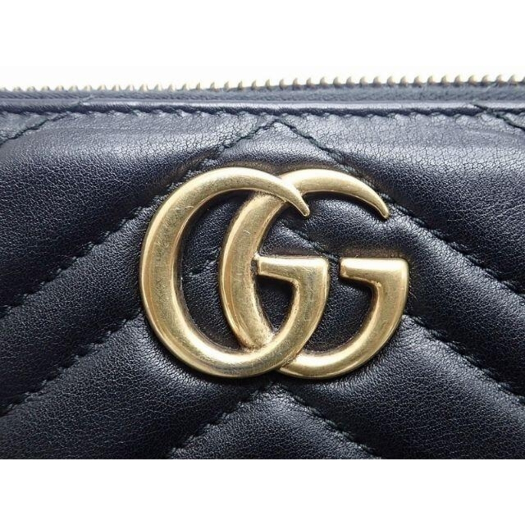グッチ GGマーモント 長財布 474814 キルティングレザー ブラック - 財布