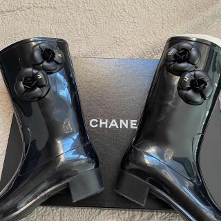 シャネル(CHANEL)のシャネル　カメリア  レインブーツ　38(レインブーツ/長靴)