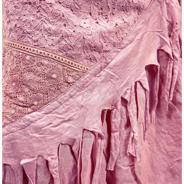 カディコットン　アシンメトリー巻きスカート ピンク#1 ジプシー ヨガ スカート レディースのスカート(ひざ丈スカート)の商品写真