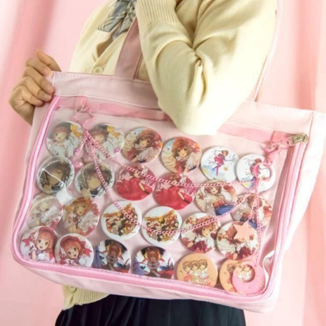 可愛い ❤️ 痛バッグ 痛バ トート 缶バッジ イベント A4 オレンジ レディースのバッグ(トートバッグ)の商品写真