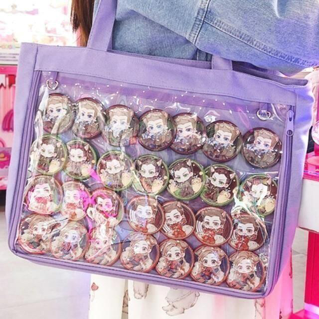 可愛い ❤️ 痛バッグ 痛バ トート 缶バッジ イベント A4 オレンジ レディースのバッグ(トートバッグ)の商品写真