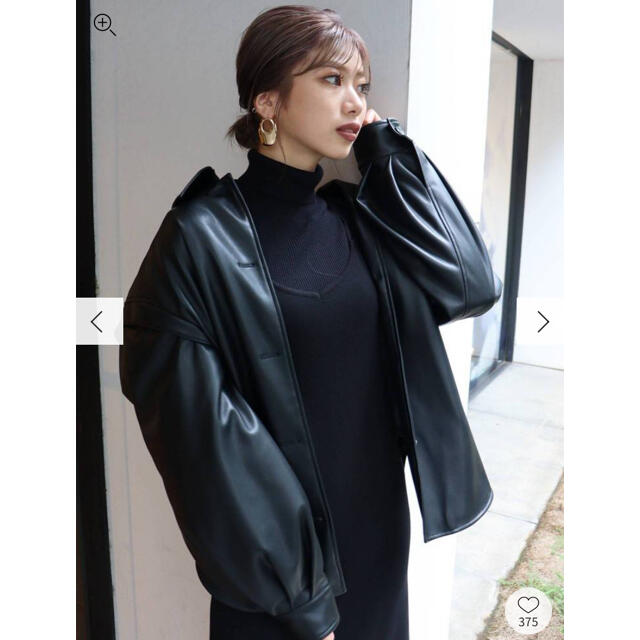 MURUA(ムルーア)のmurua ポイントショルダーレザーシャツ　黒 レディースのジャケット/アウター(ライダースジャケット)の商品写真