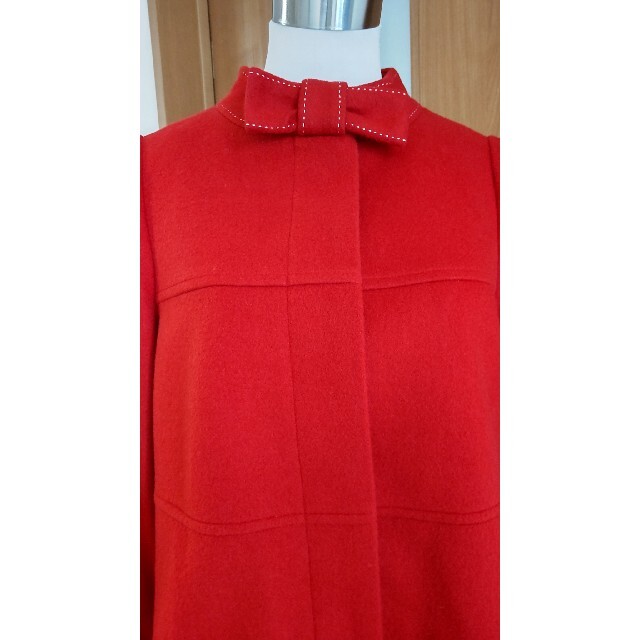 （未使用品タグ付き）エムズグレイシー38  リボンが可愛い赤色コート