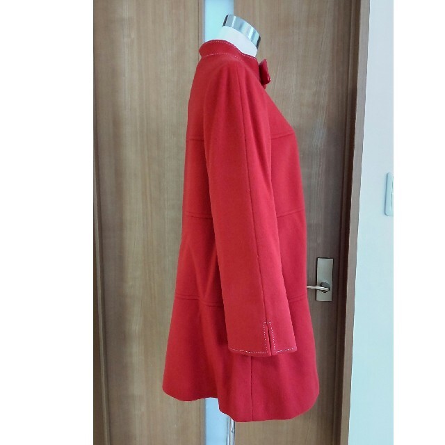 未使用品タグ付き）エムズグレイシー38 リボンが可愛い赤色コート ...